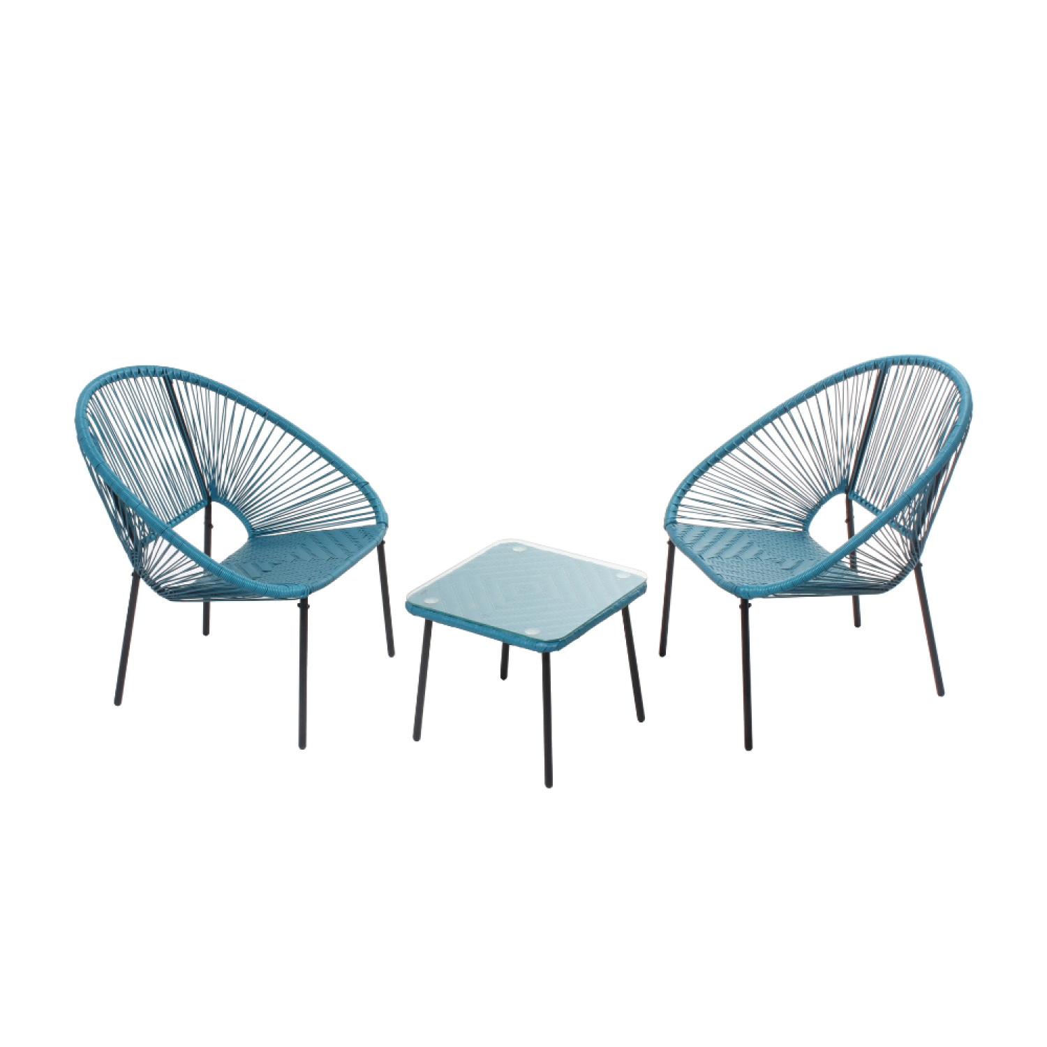 undefined Set de 2 fauteuils + table basse bleu