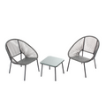 Set de 2 fauteuils + table basse gris foncé VERANO