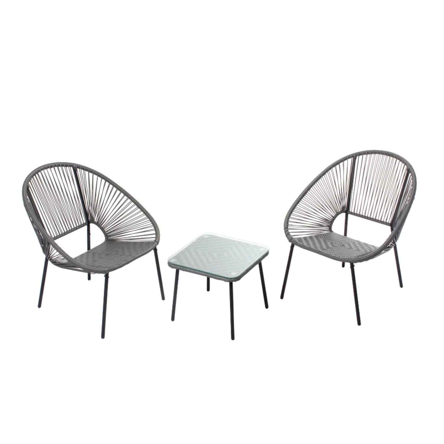 Set de 2 fauteuils + table basse gris foncé VERANO