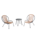 Salon de jardin 2 fauteuils + table basse naturel KANEL