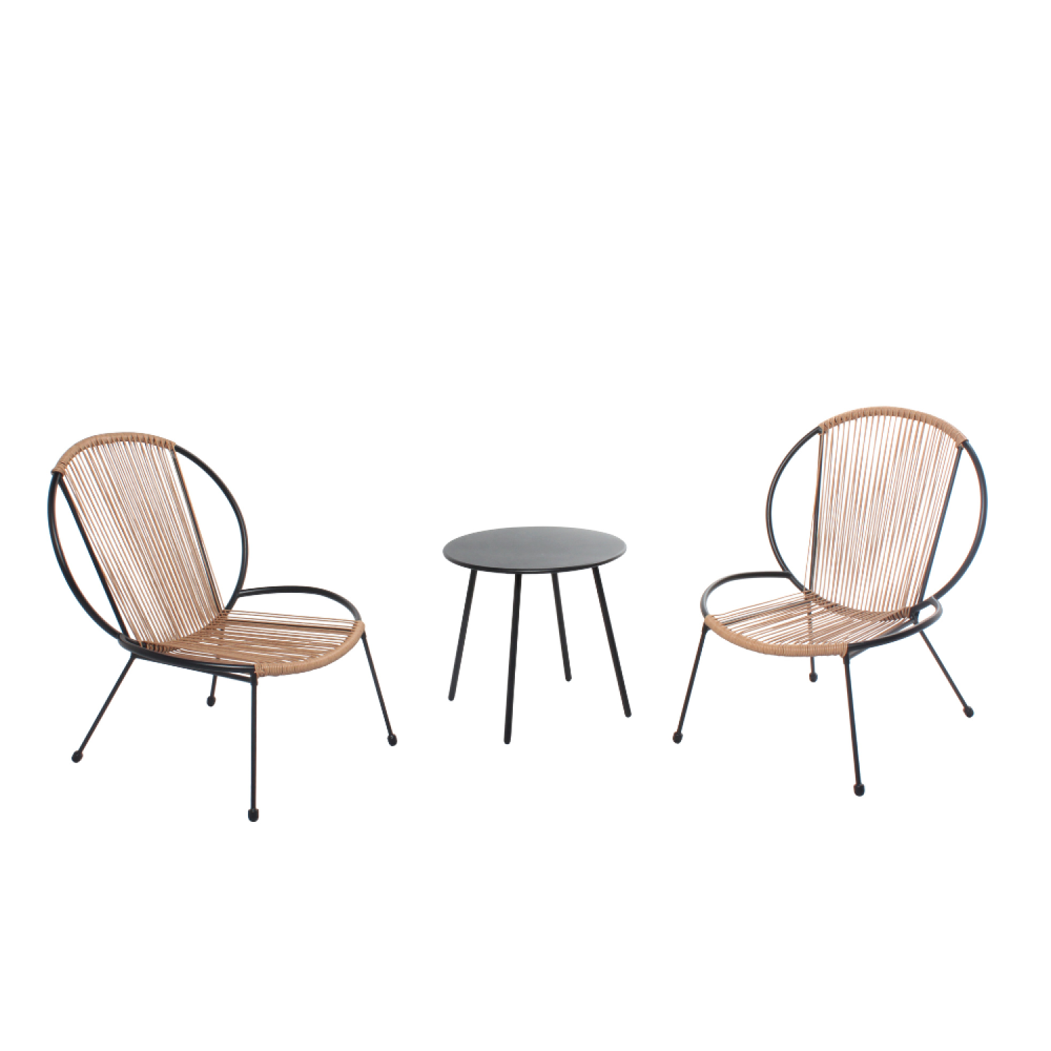 Salon de jardin 2 fauteuils + table basse naturel SEVILLA