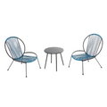 Ensemble de 2 fauteuils + 1 table basse bleu SEVILLA
