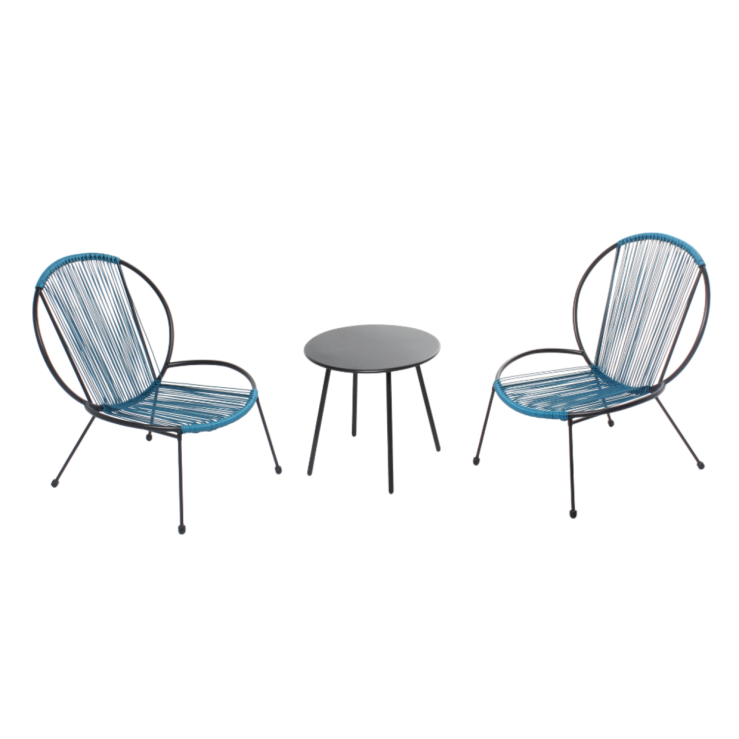 Ensemble de 2 fauteuils + 1 table basse bleu SEVILLA