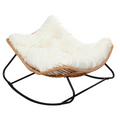 Fauteuil à bascule en résine tressée coussin beige DALENO