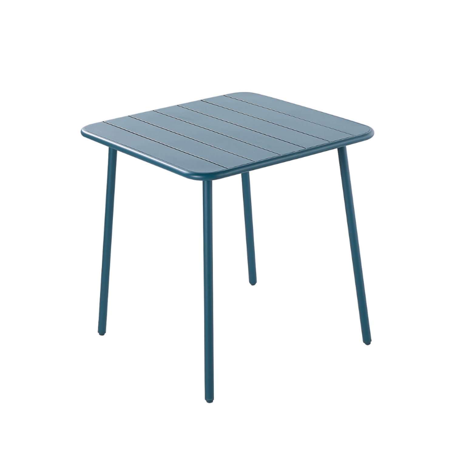 Table de jardin 4 places carrée en acier bleu FALCOU