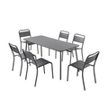 Ensemble table et chaises 6 personnes gris foncé EVORA