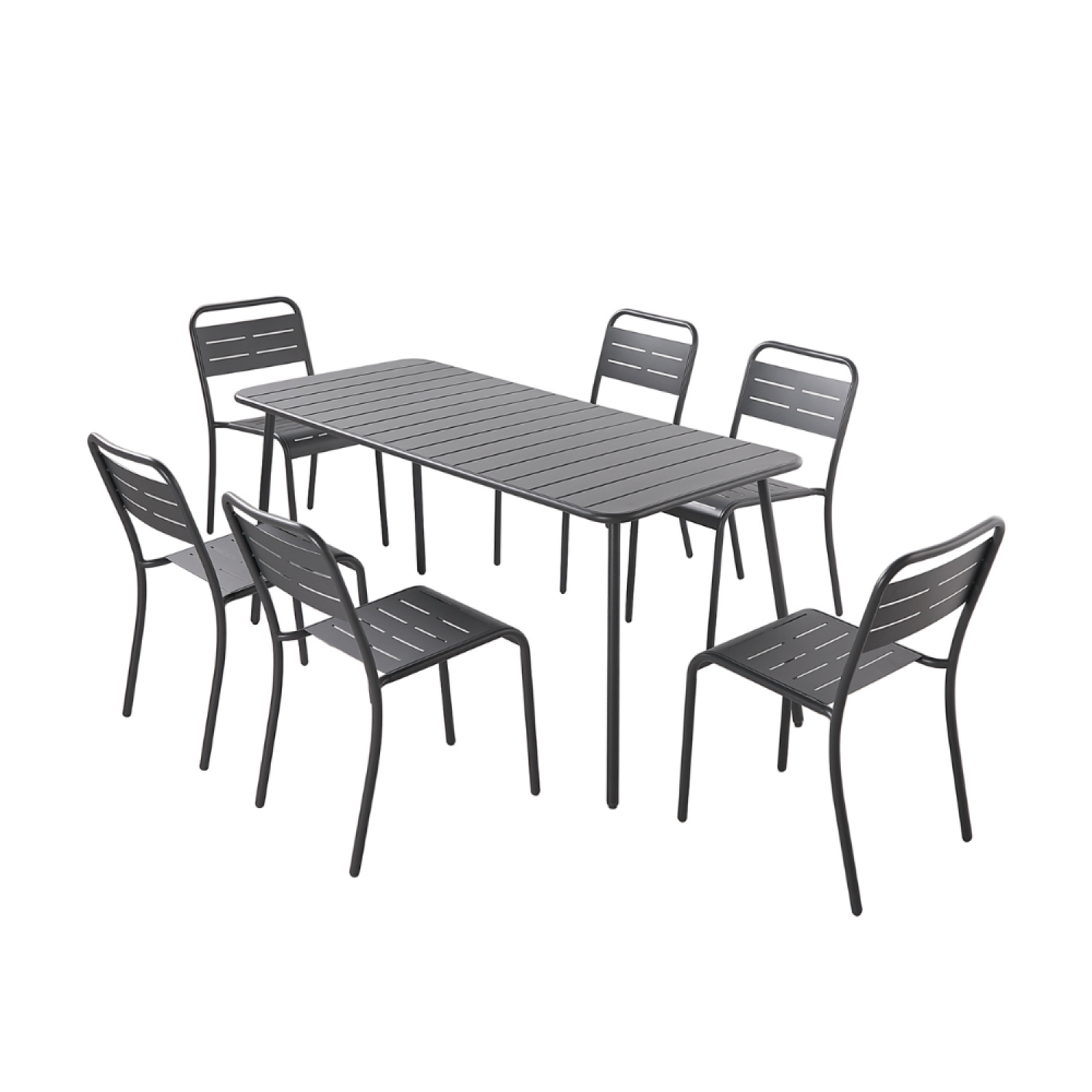 Ensemble table et chaises 6 personnes gris foncé EVORA