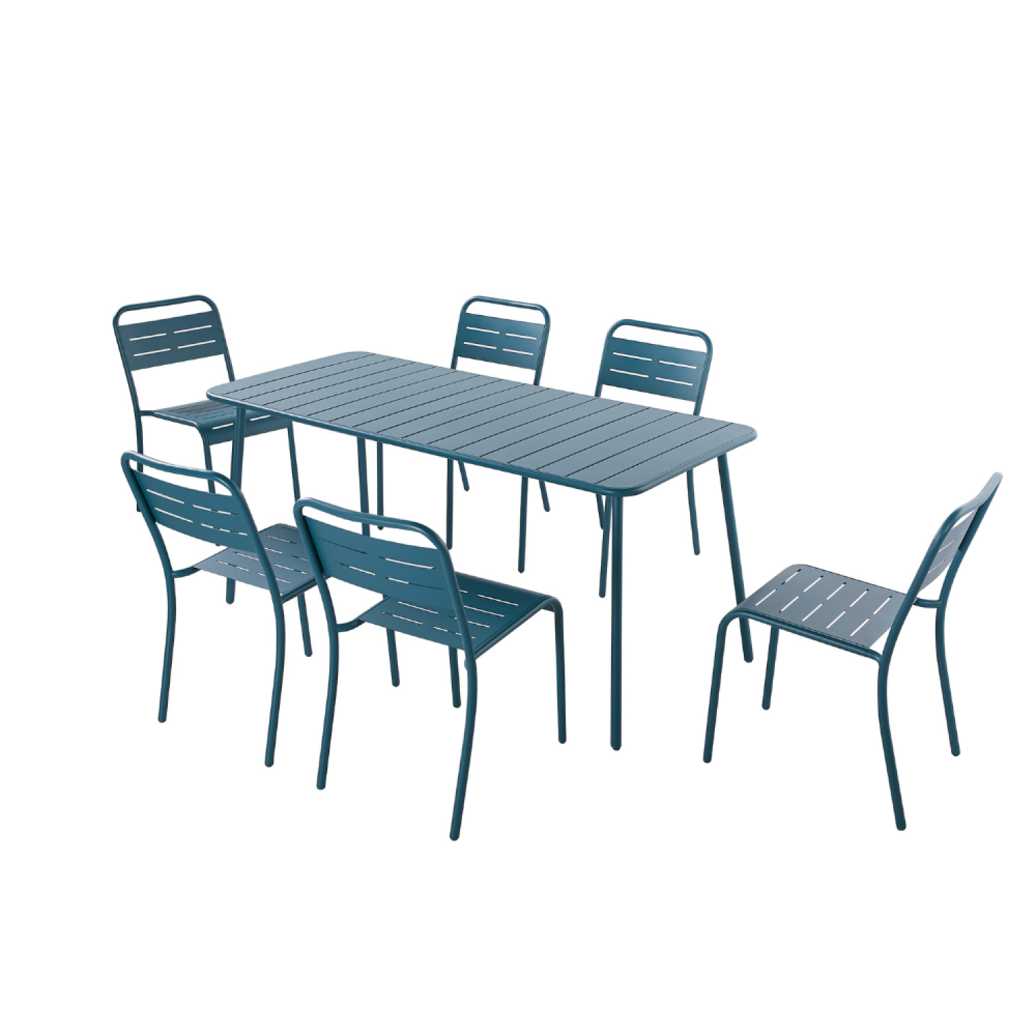 Ensemble table et chaises 6 personnes bleu EVORA