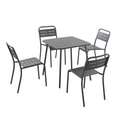 Ensemble table + chaises gris foncé 4 places FALCOU