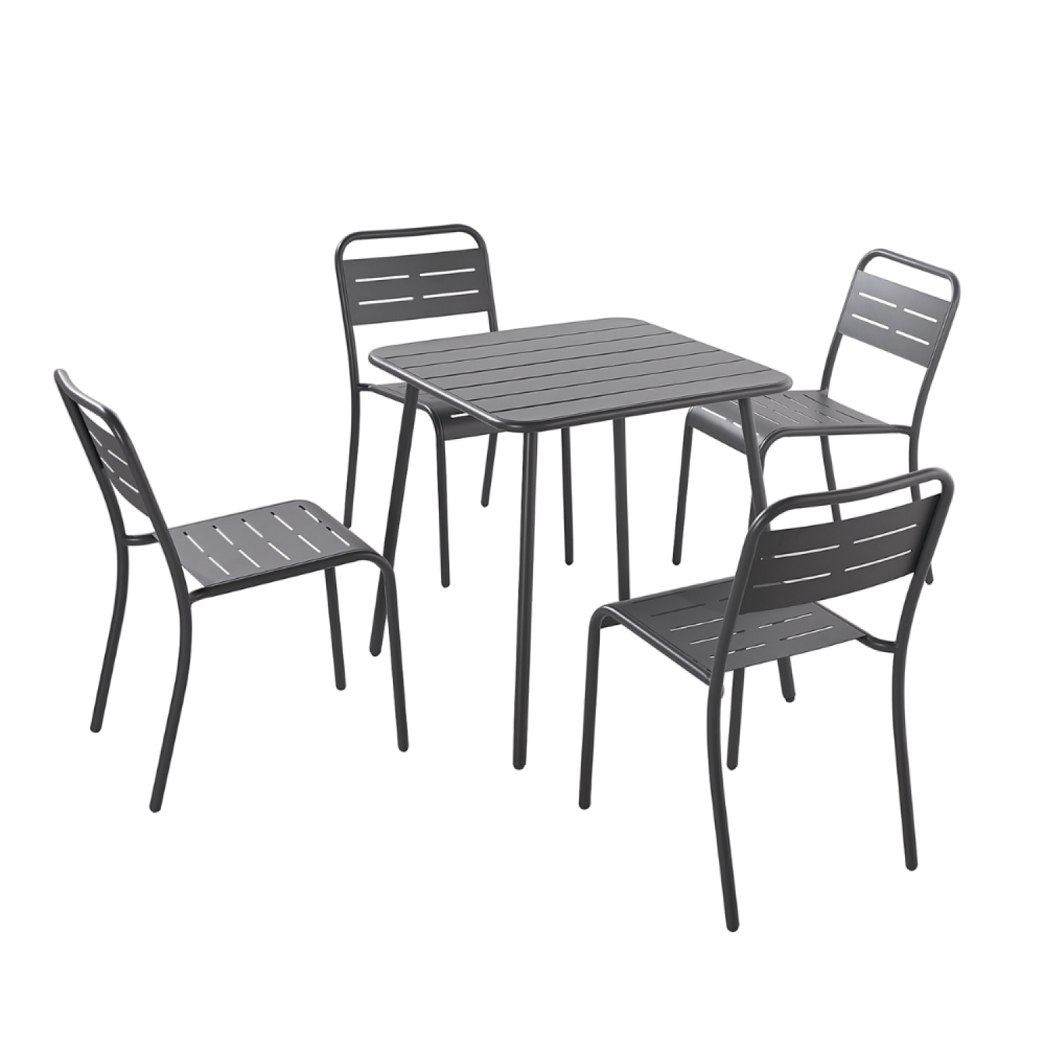 Ensemble table + chaises gris foncé 4 places FALCOU