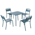 Ensemble table + chaise en acier bleu 4 places EVORA