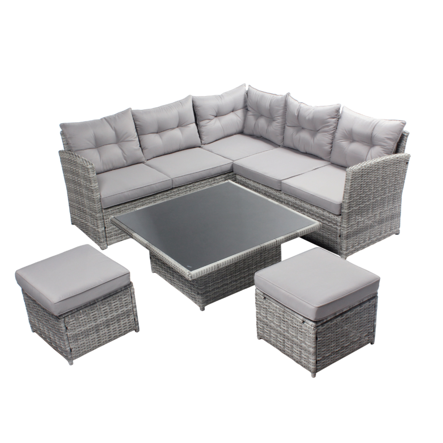Salon de jardin 6 places gris OMOA