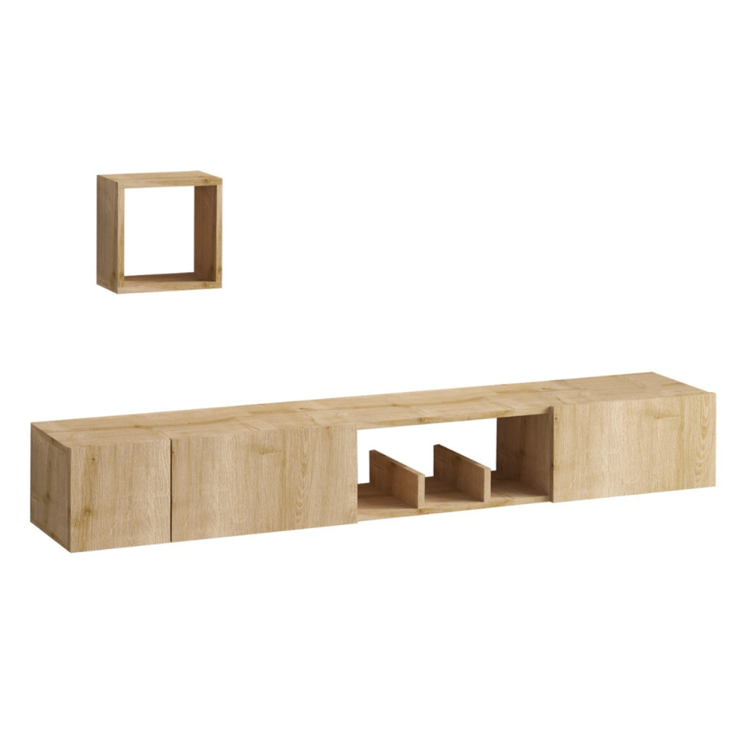 Meuble tv avec rangements imitation chêne clair ALZEY
