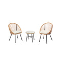 Salon de balcon  2 fauteuils et 1 table coussin beige MORO