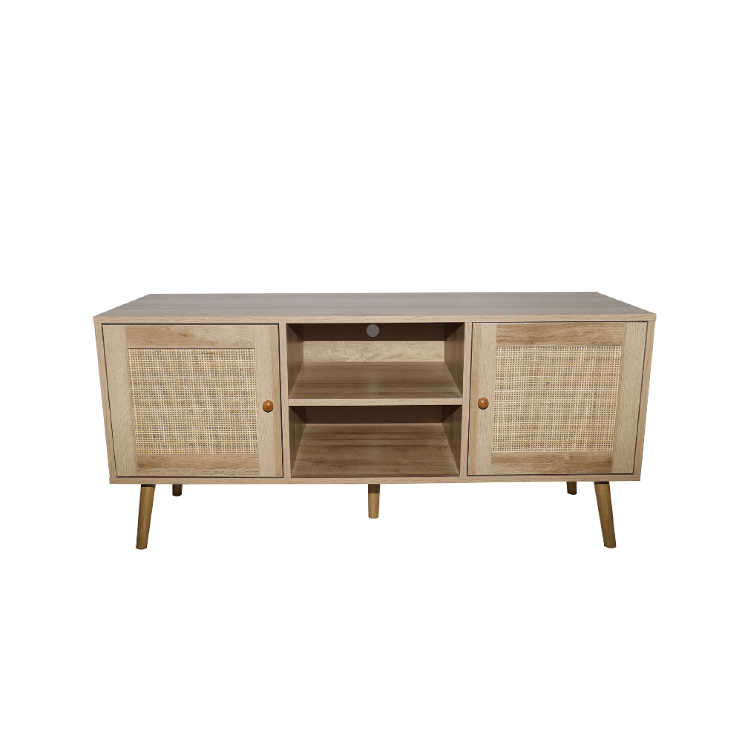 Buffet avec portes effeffet cannage et 2 niches 120 cm PATAN