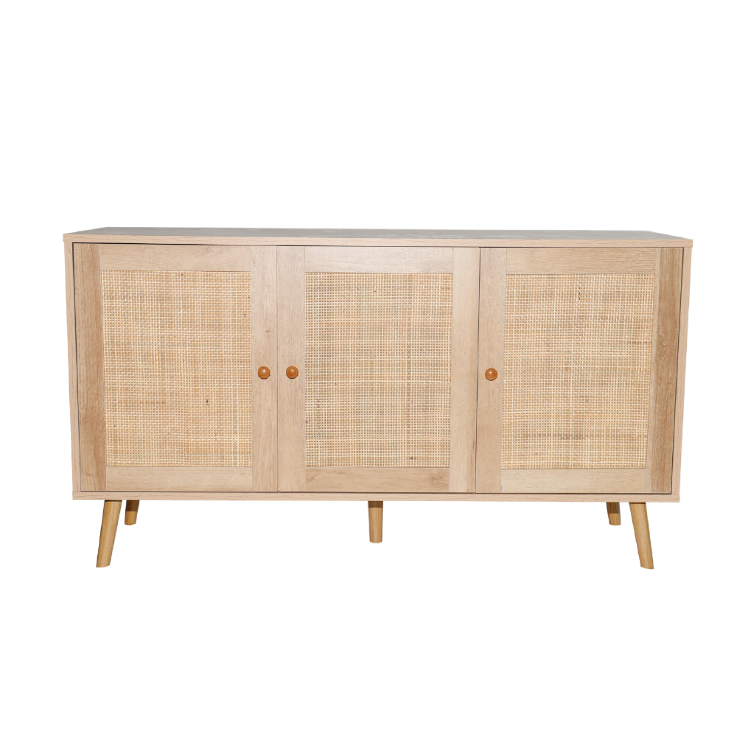 Buffet effet bois effet cannage 3 portes 120 cm PATAN