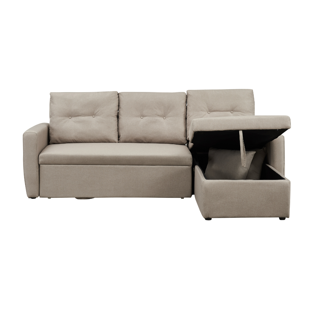 Canapé d'angle 4 places convertible beige OLIVER