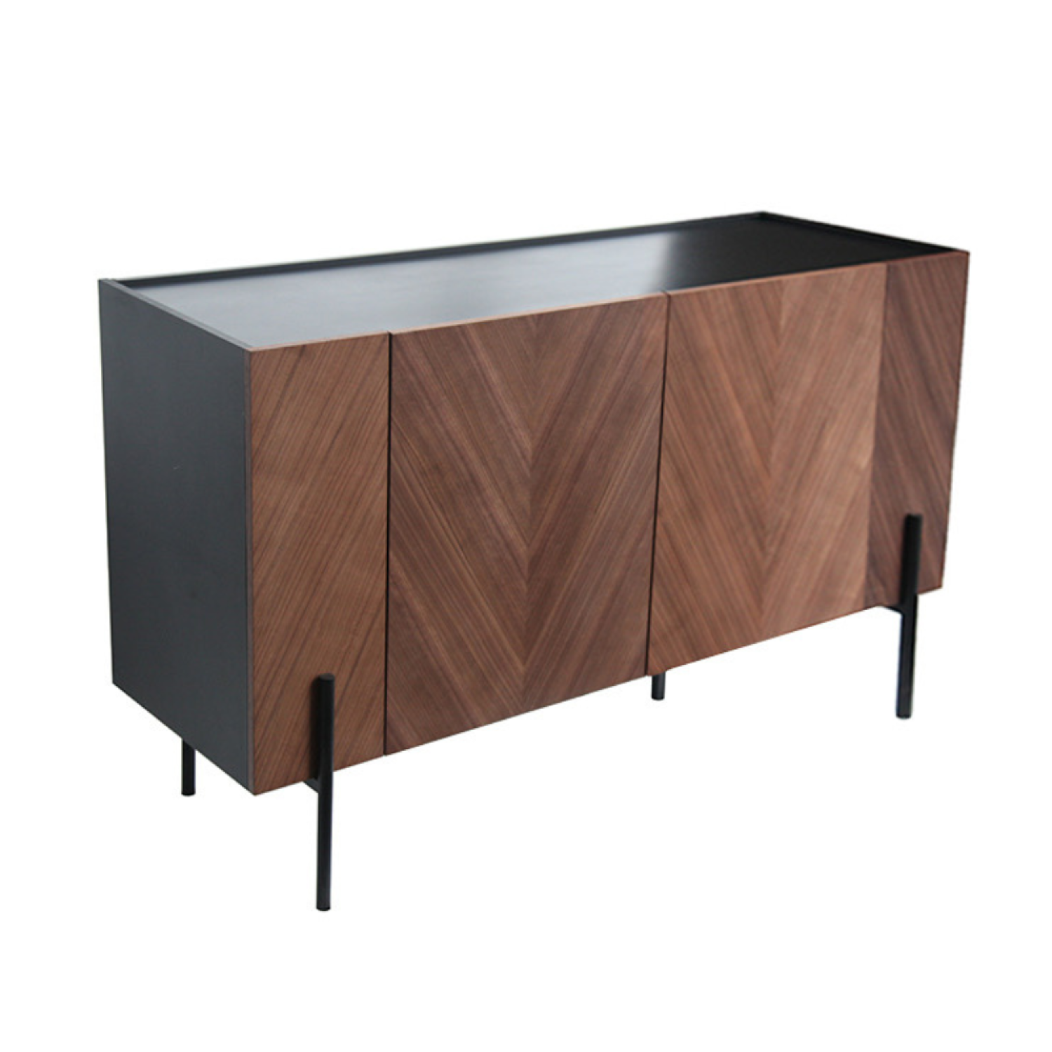 Buffet en bois vintage chevron noyer 120cm ELORA