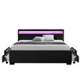 Lit coffre avec LED 140 x 190 cm noir NEXUS