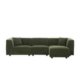 Canapé 3 places + 1 pouf en velours côtelé vert ROME