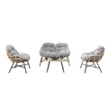 Salon de jardin 4 places canapé + fauteuils gris foncé COMO