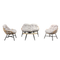 Salon de jardin 4 places canapé + fauteuils beige COMO