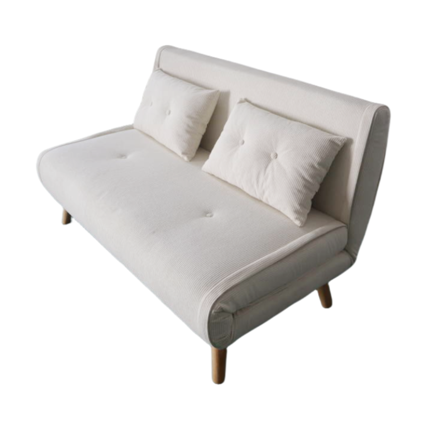 undefined Canapé convertible en velours côtelé beige 2 places