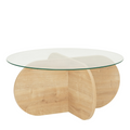 undefined Table basse en bois et plateau en verre