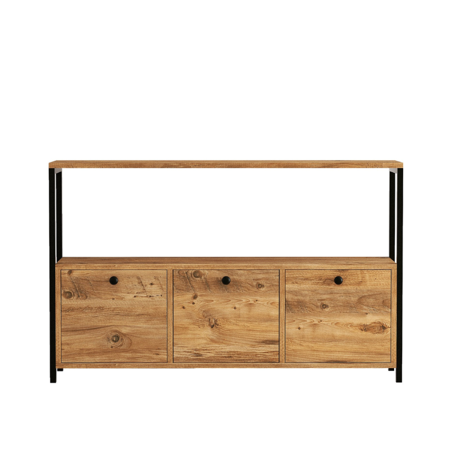 undefined Buffet 3 portes style industriel bois/noir