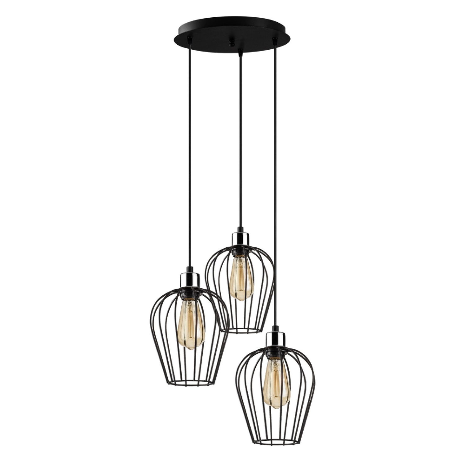 Suspension filaire noire 3 lampes TOLEDO