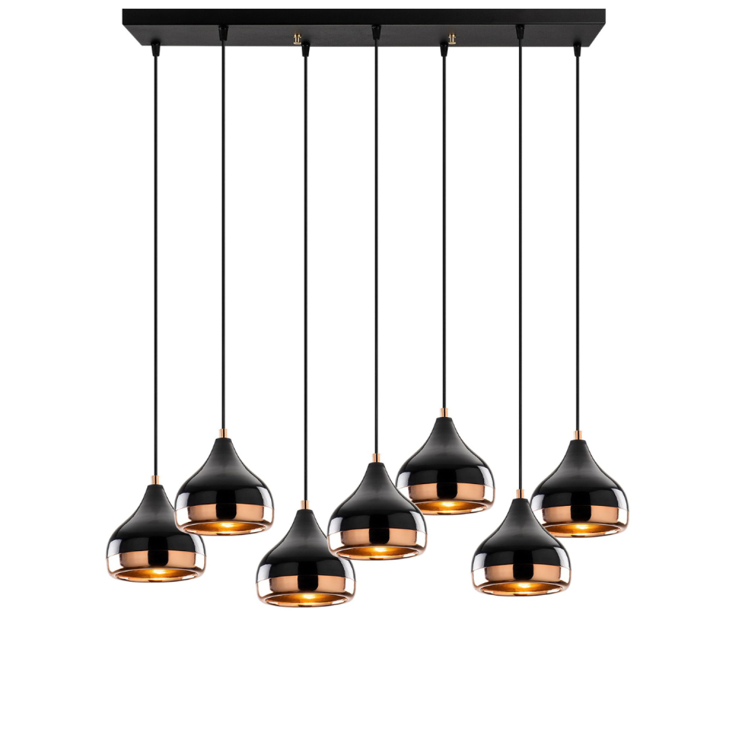 Suspension filaire noire et cuivrée 7 lampes PORTOPALO