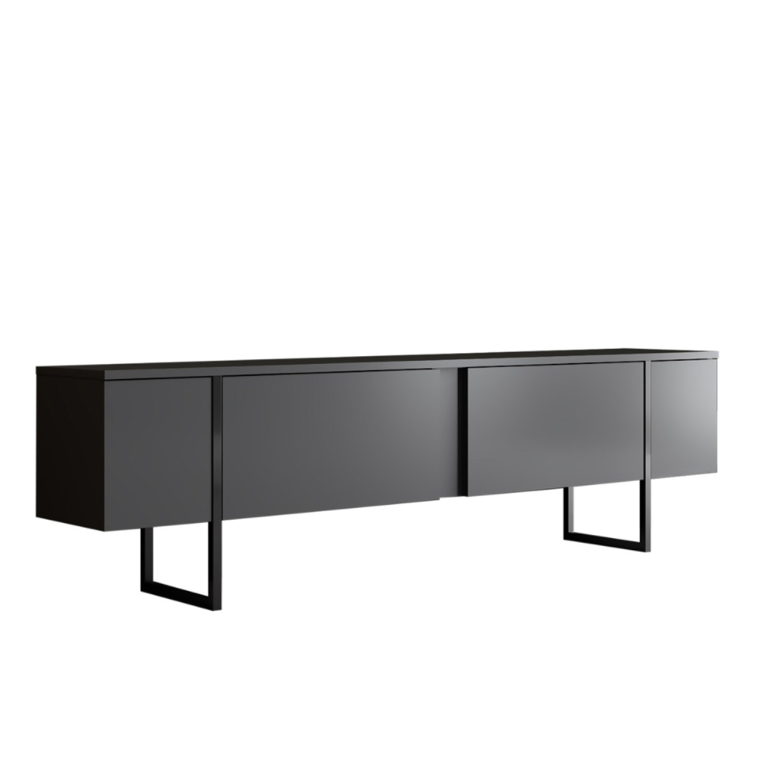 Meuble TV anthracite et noir 2 portes 180cm ANTALYAE