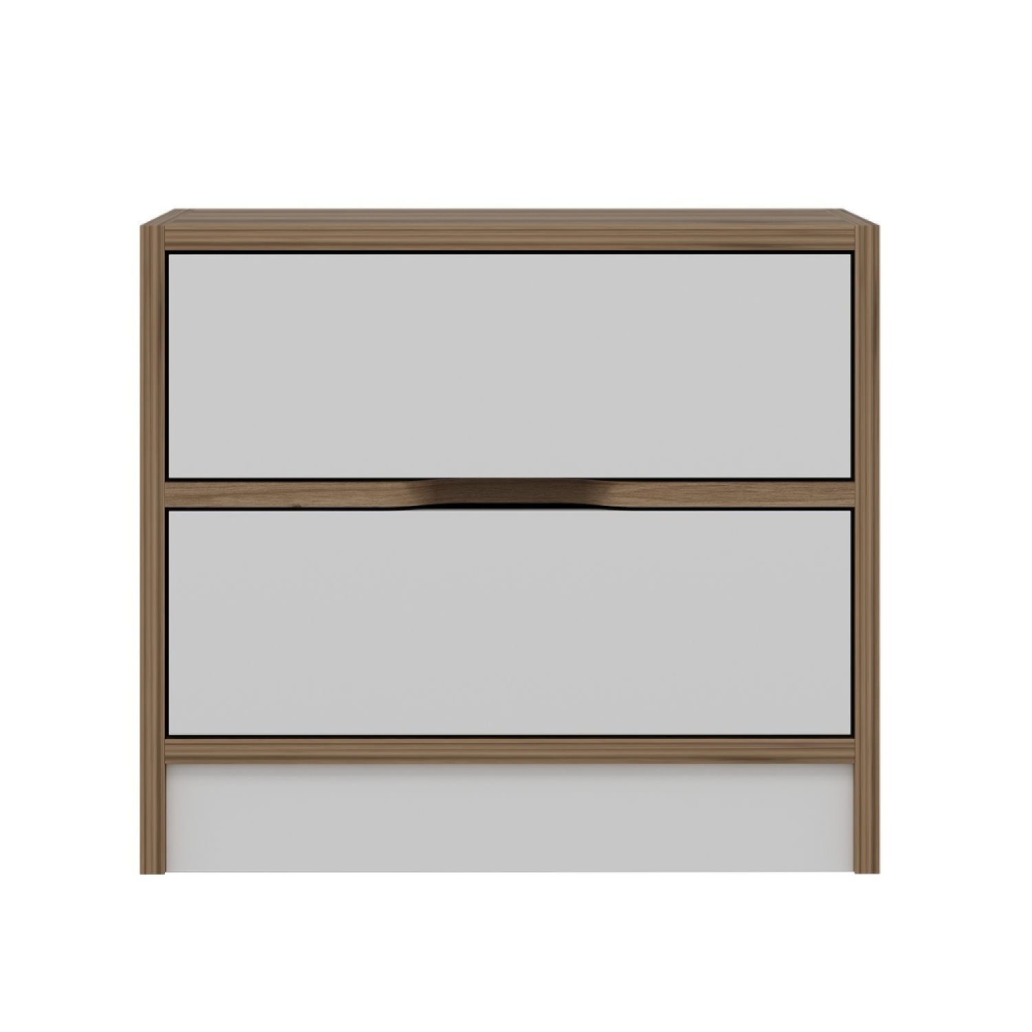 Table de chevet bois et blanc 2 tiroirs CLARA