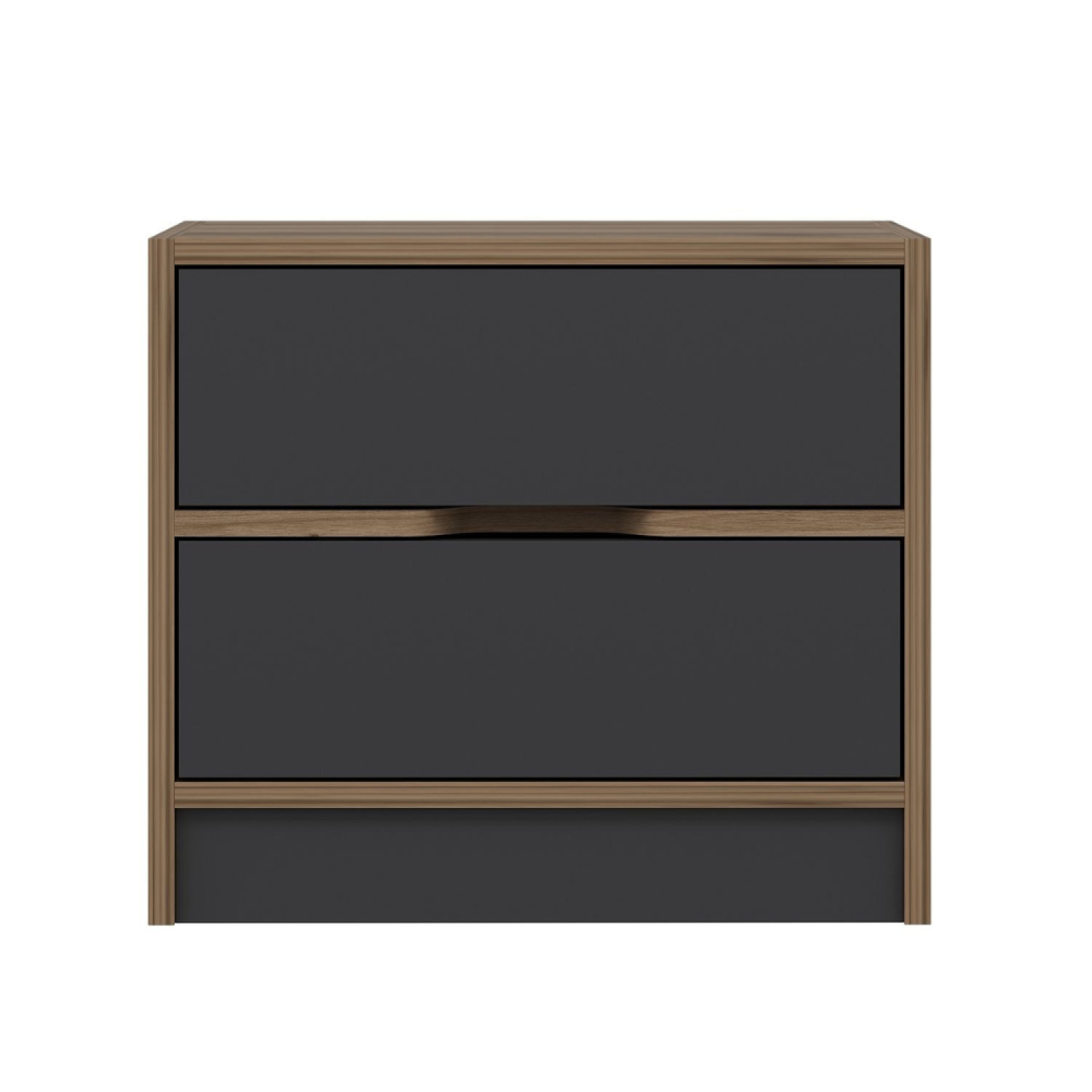 Table de chevet bois et gris 2 tiroirs MAZARA
