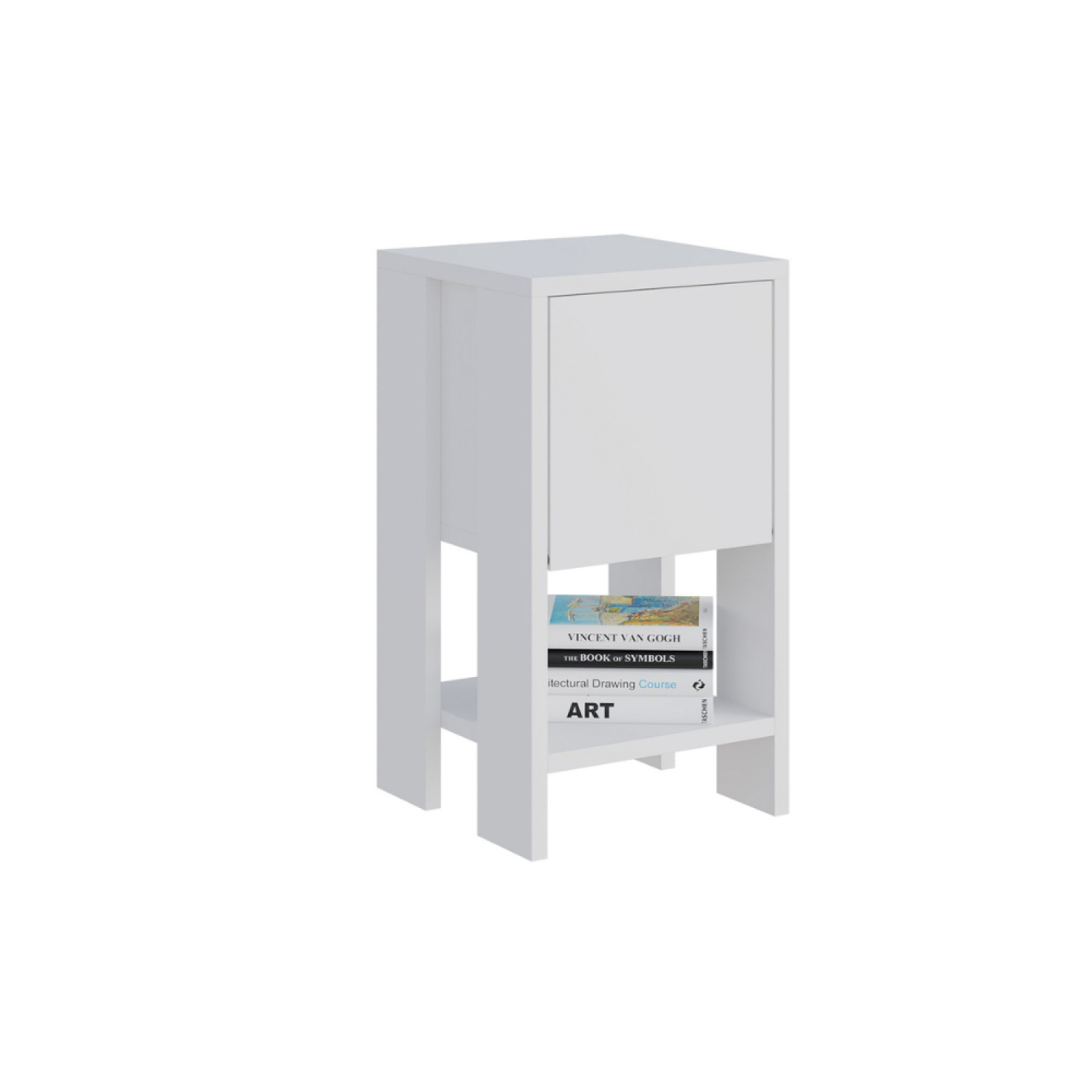 Table de chevet blanche avec porte abattante ABOMEY