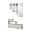 Meuble d'entrée blanc avec porte manteau, rangement et miroir POLIGNANO