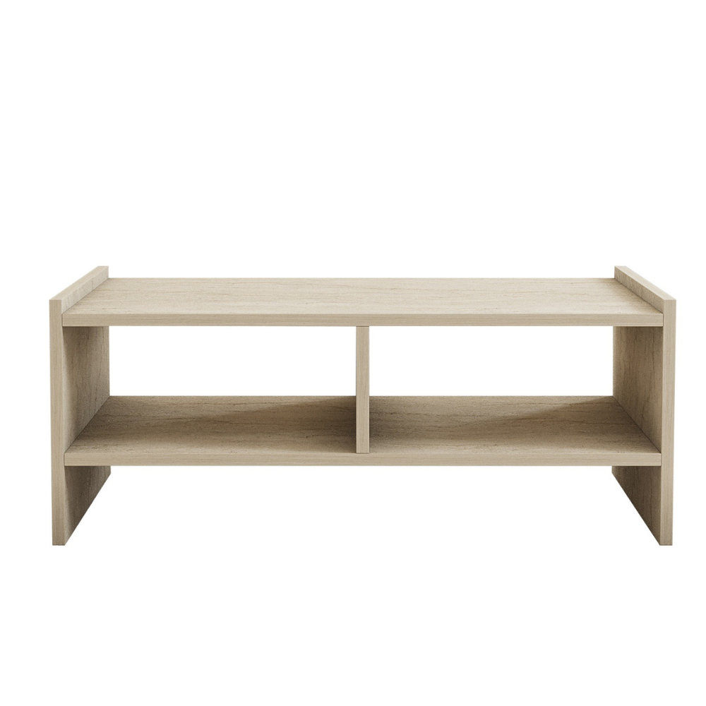 undefined Table basse en bois effet pierre - 2 niches