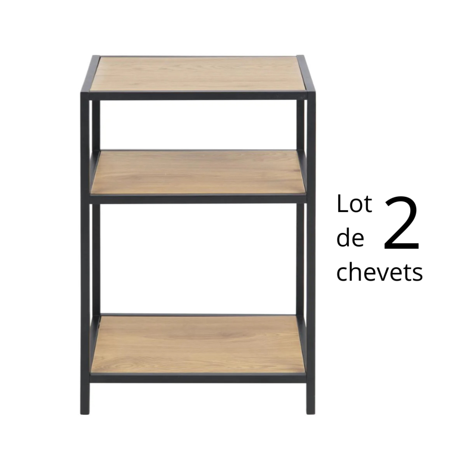 Tables de chevet design bois et métal Lot de 2 ALTANE