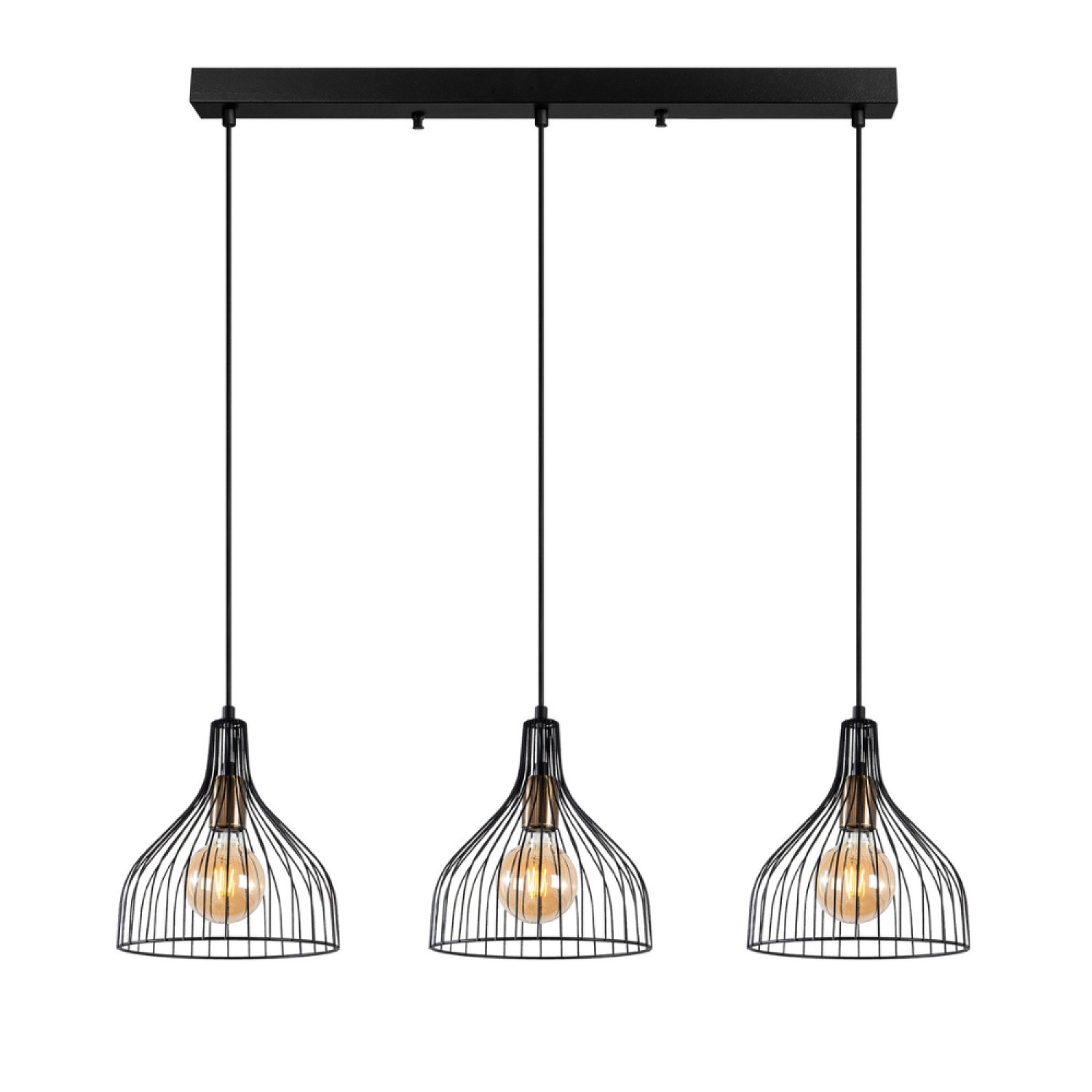 Plafonnier en métal noir - 3 lampes MAUREN