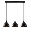 Suspension en métal noir 3 ampoules LUISA