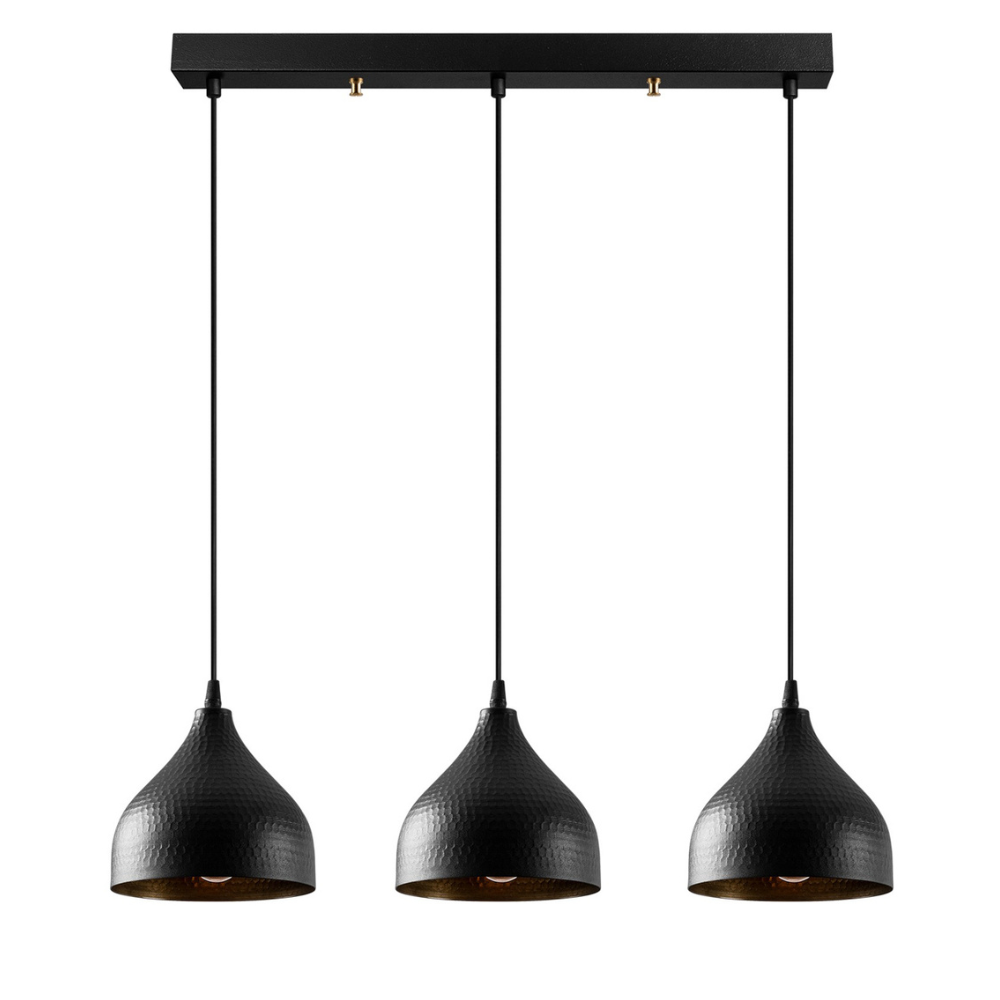 Suspension en métal noir 3 ampoules LUISA