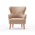 Fauteuil en velours beige avec accoudoirs ROQUETAS
