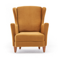 Fauteuil à oreilles en velours moutarde LIAM