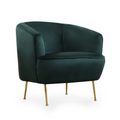 Fauteuil velours vert - pieds dorés PALMAR