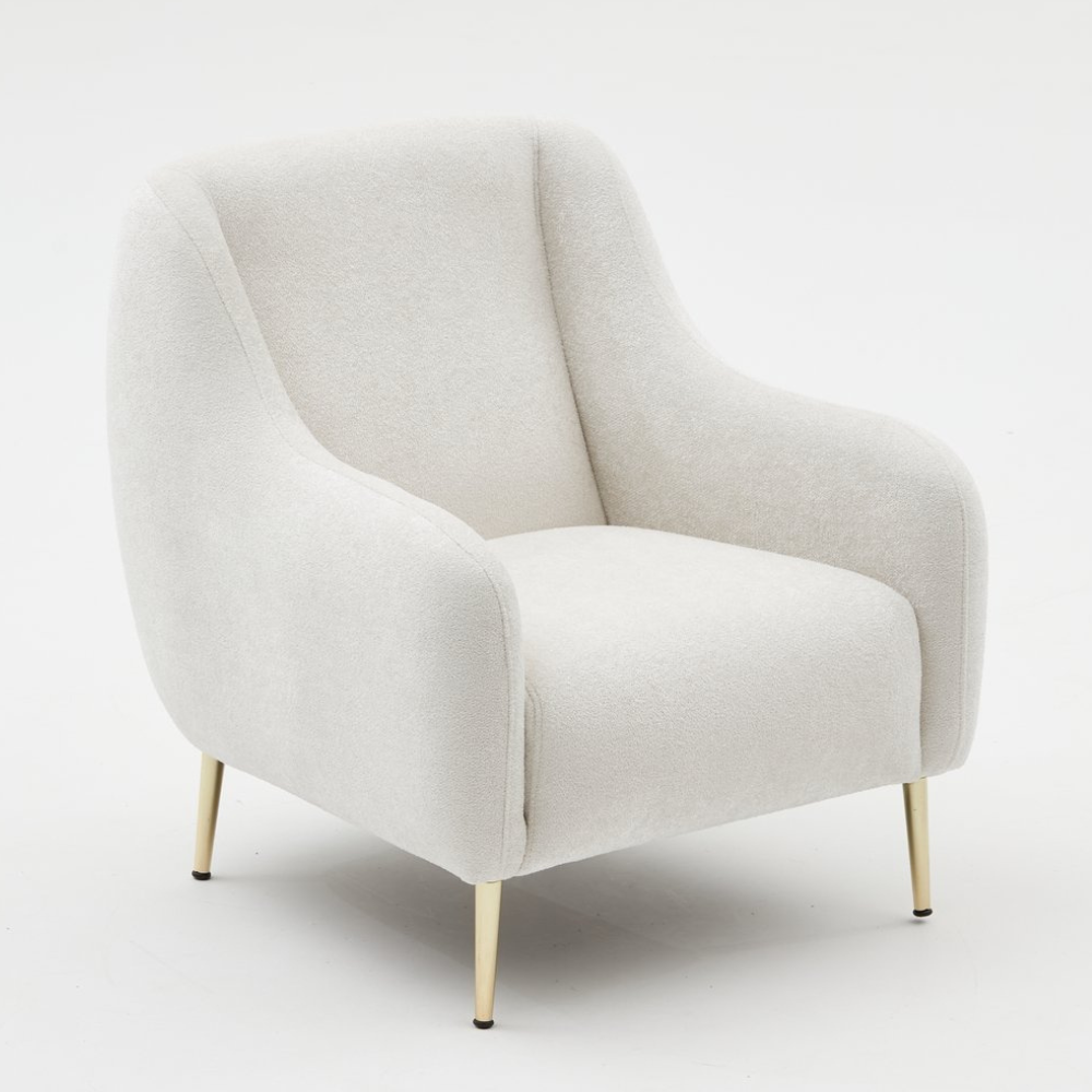 Fauteuil blanc - pieds dorés CONIL