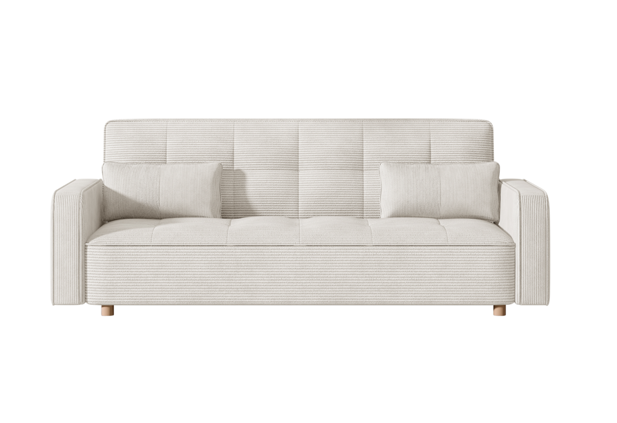 Canapé scandinave convertible 3 places en velours côtelé beige COOPER