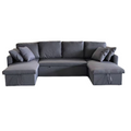 Canapé panoramique convertible avec coffre 4 places en tissu - gris foncé ELLA