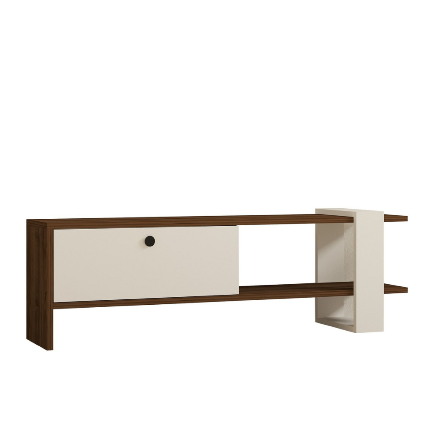 Meuble TV bois et blanc avec rangement 120 cm POVOA