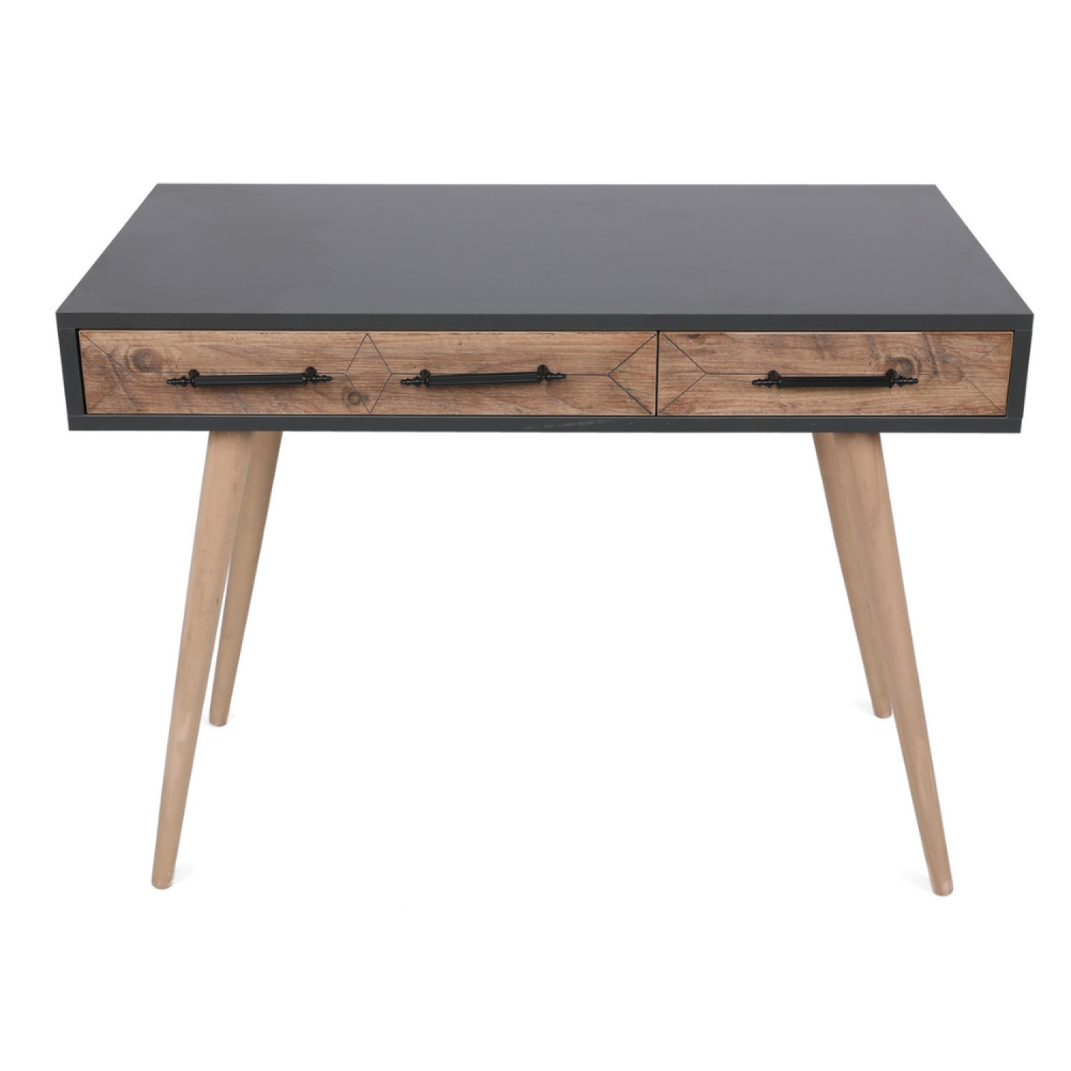 Bureau scandinave effet bois - 2 tiroirs BURGAU