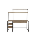 Bureau style industriel chêne et noir à étagères POLINE